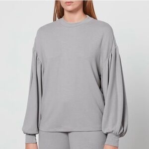 Varley Brannon Oversized Flannel Sweatshirt in Gray Loungewear Cozy Top‎ Size XS